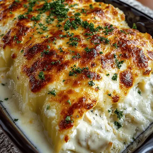 Chicken Alfredo Manicotti