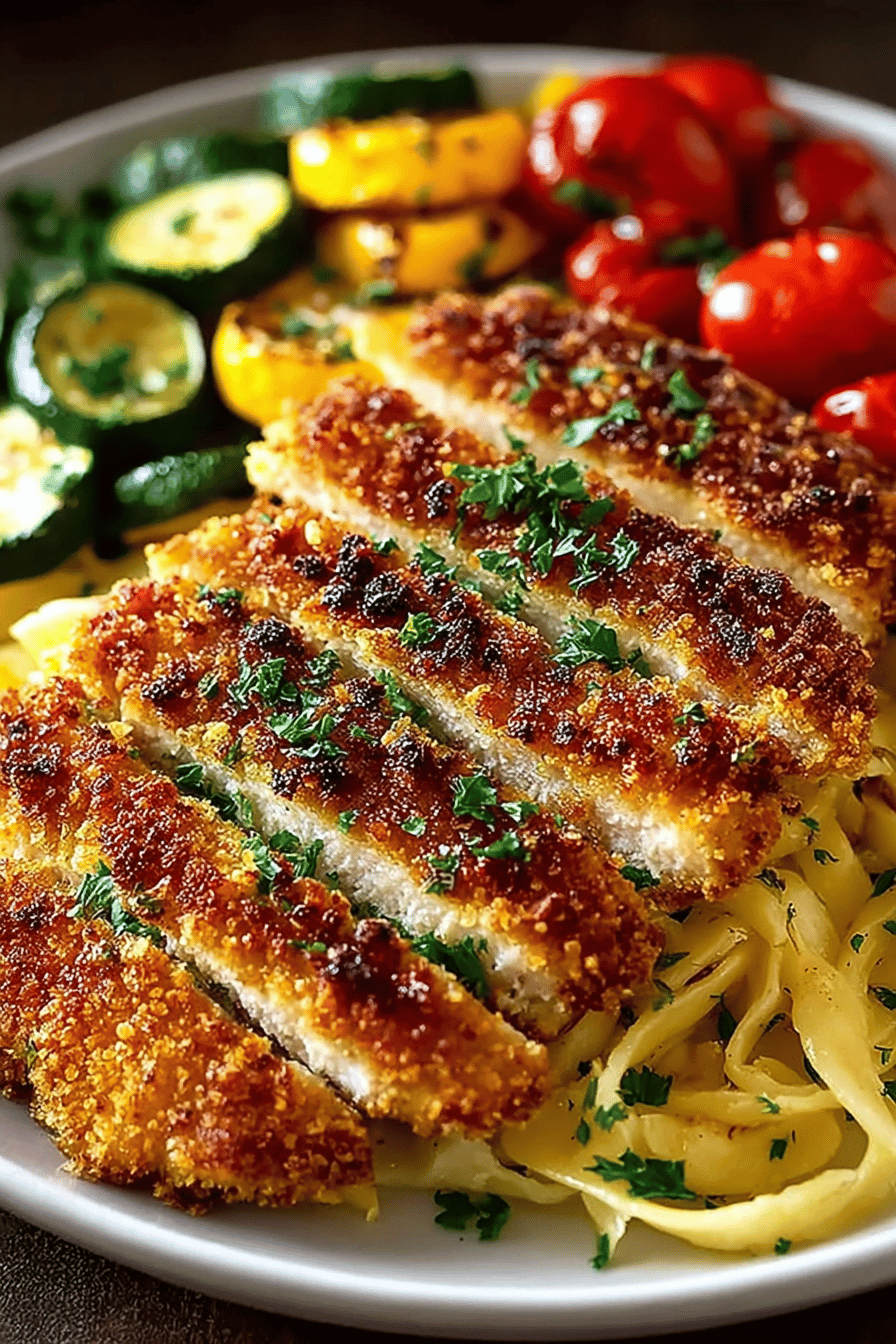 Chicken Milanese with Roasted Vegetables