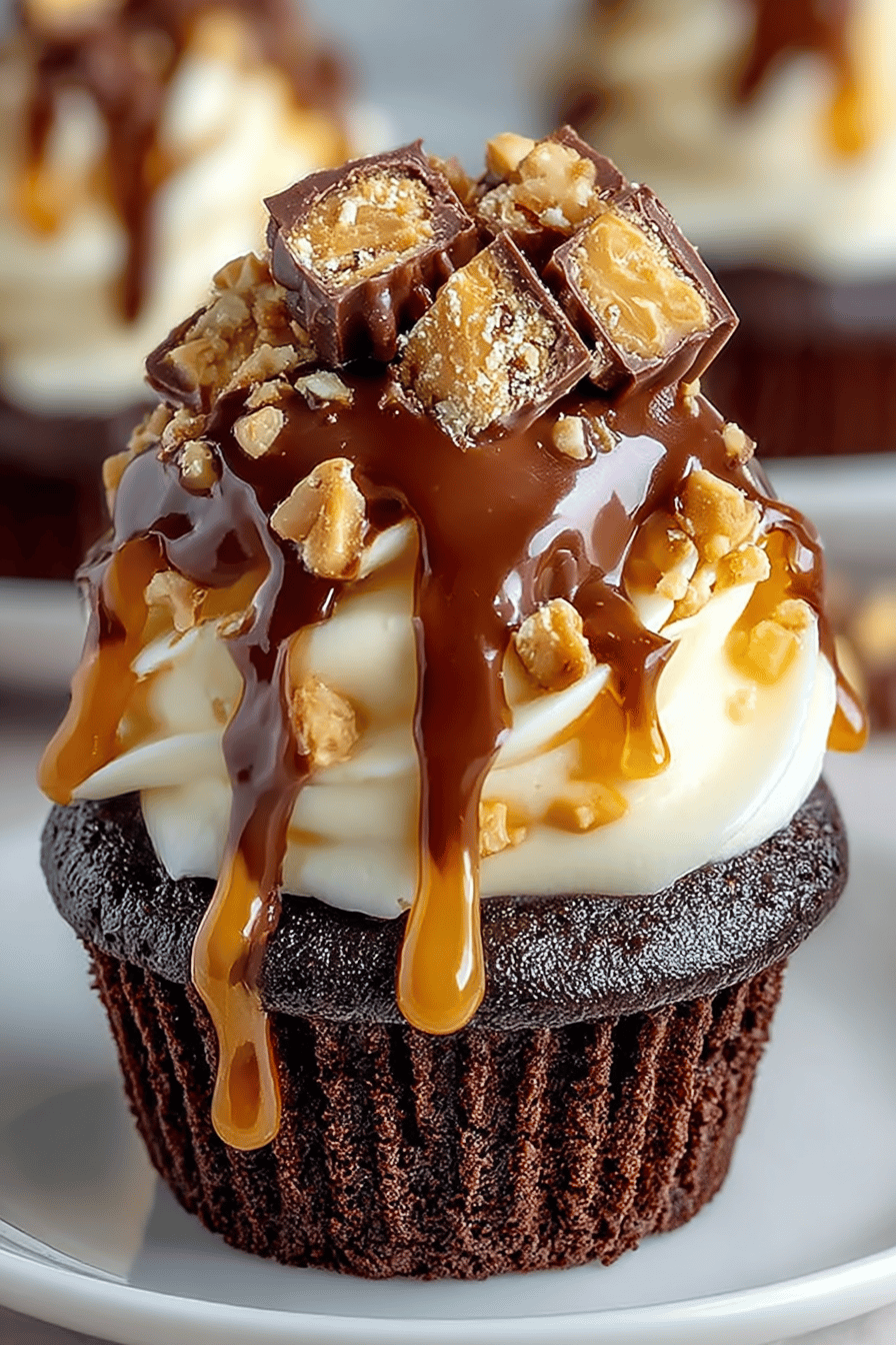 Delish Snickers Cupcakes