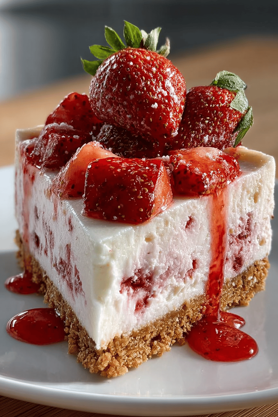 Easy No-Bake Strawberry Cheesecake