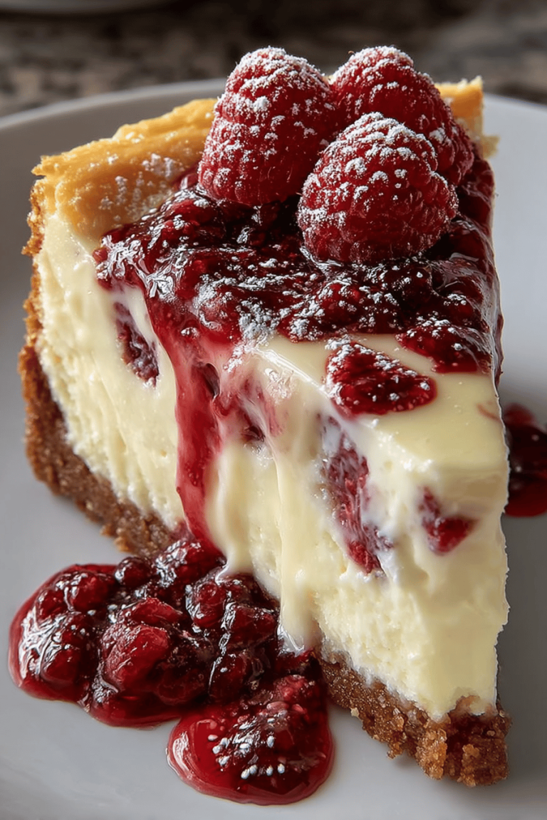 Easy White Chocolate Raspberry Cheesecake