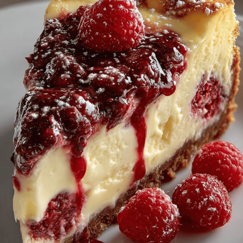 Easy White Chocolate Raspberry Cheesecake