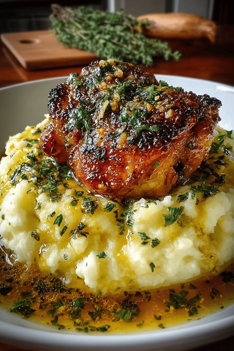 Garlic Butter Chicken Thighs with Mashed Potatoes Delight