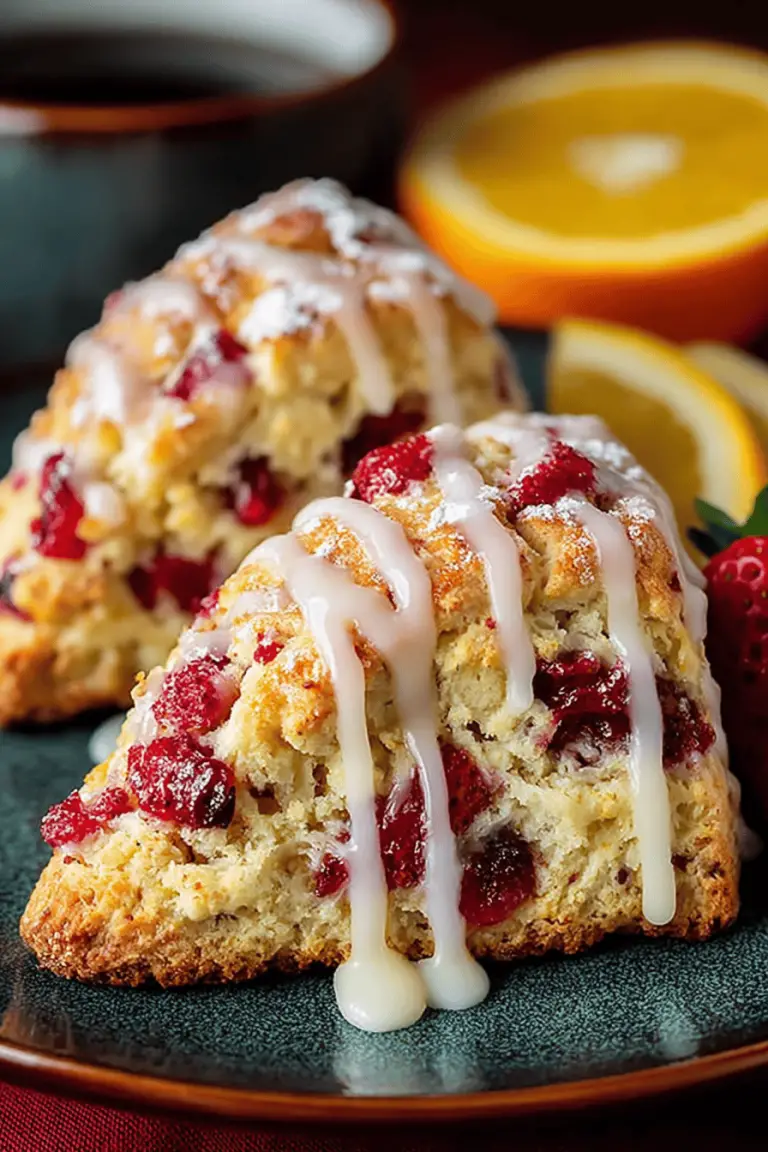 Orange Glazed Strawberry Scones