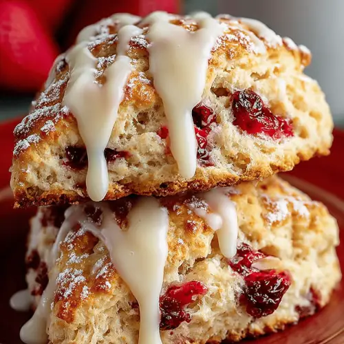 Orange Glazed Strawberry Scones