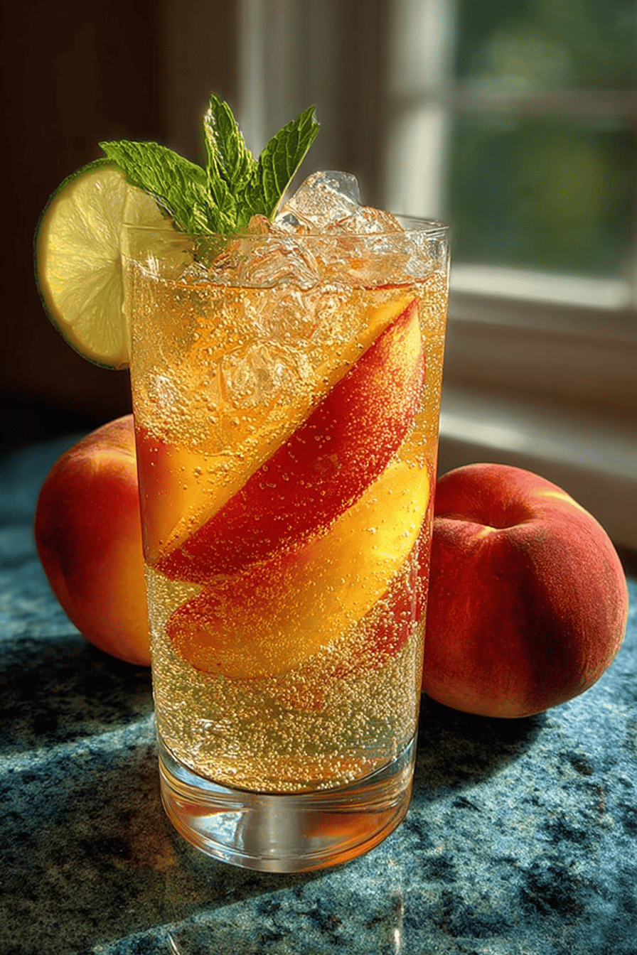 Refreshing Ginger Peach Fizz Drink