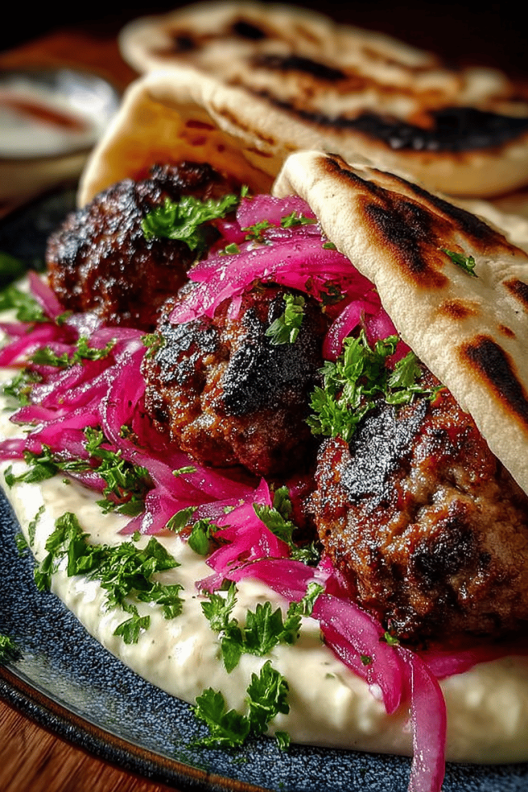 Simple Lamb Kofta Wraps with Pickled Onions