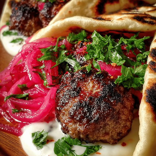 Simple Lamb Kofta Wraps with Pickled Onions