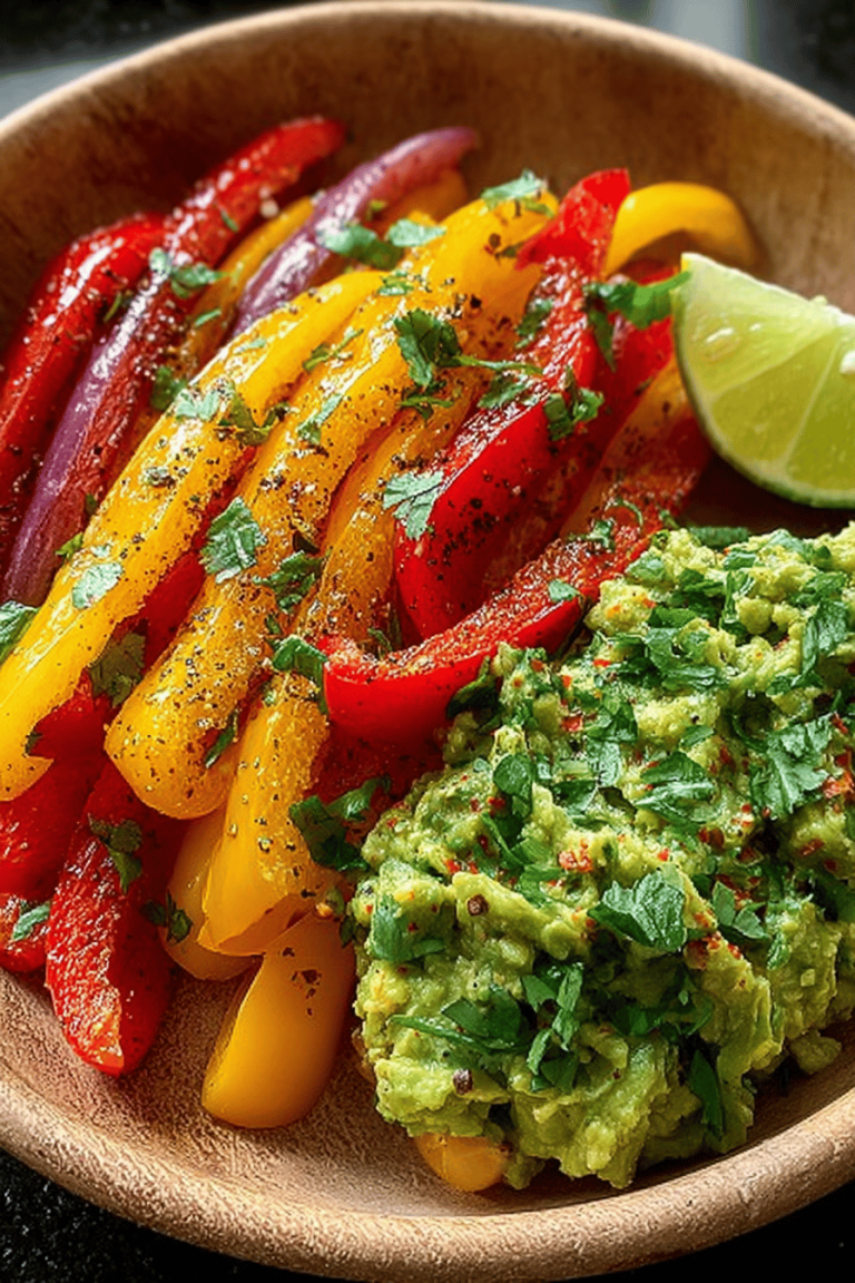 Simple Sliced Peppers and Guacamole