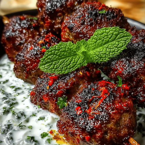 Spicy Beef Kofta with Mint Yogurt Dip