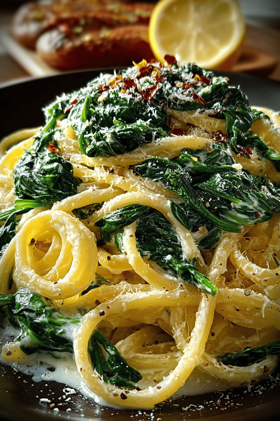 Spinach & Lemon Cream Pasta Delight