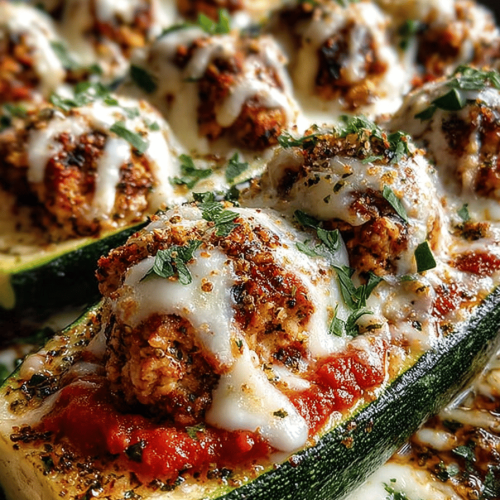 Tasty Chicken Parmesan Zucchini Boats