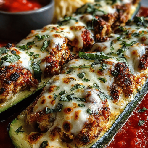 Tasty Chicken Parmesan Zucchini Boats