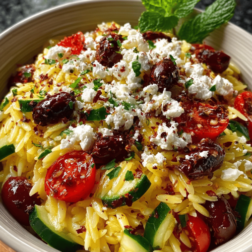 Tasty Greek Orzo Salad with Feta