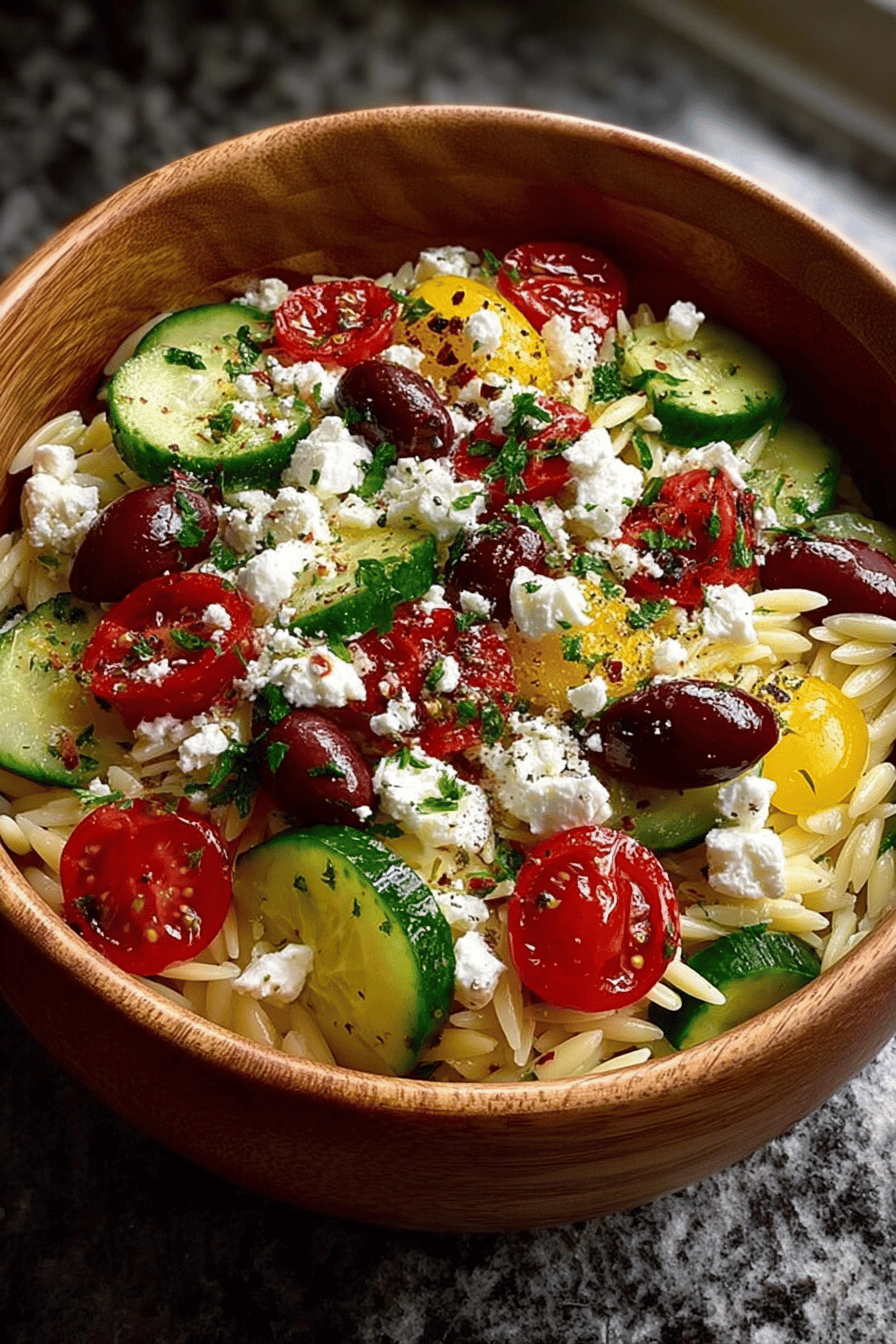 Tasty Greek Orzo Salad with Feta