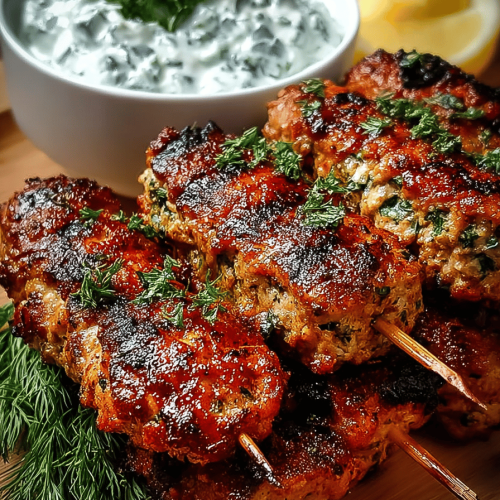 Tasty Grilled Turkey Skewers with Tzatziki
