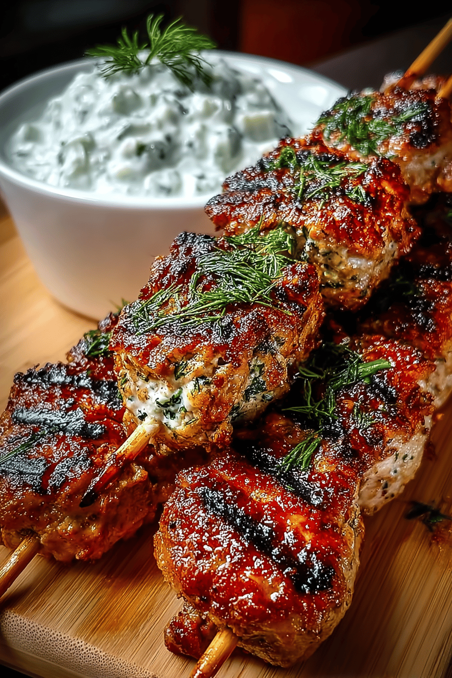 Tasty Grilled Turkey Skewers with Tzatziki