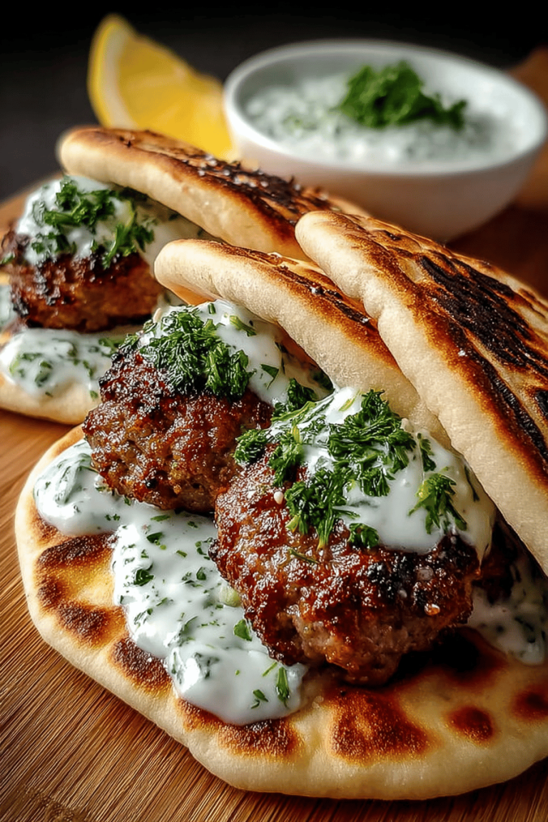 Tasty Kofta Pita Pockets with Cucumber Sauce