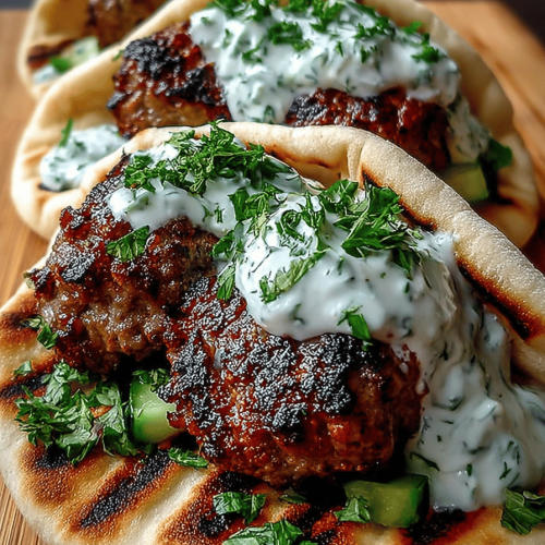 Tasty Kofta Pita Pockets with Cucumber Sauce