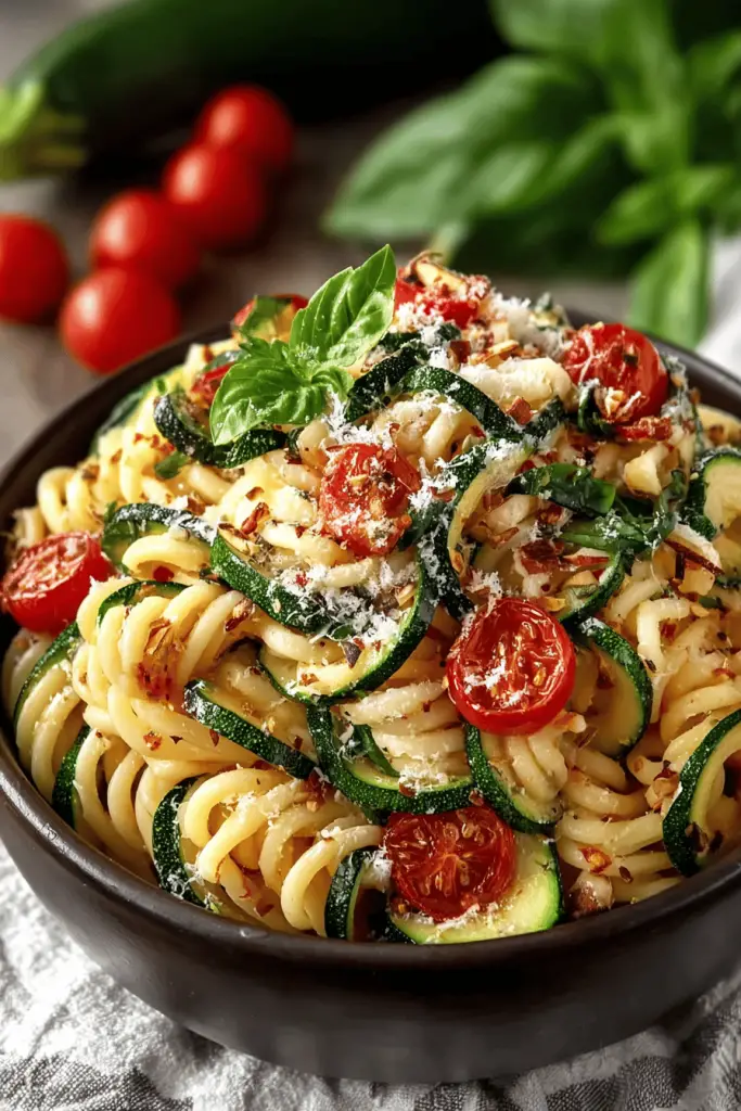 Zucchini Almond Pasta