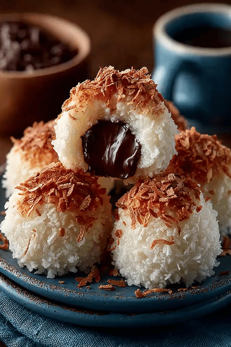 Coconut Cookie Balls with Chocolate Centers