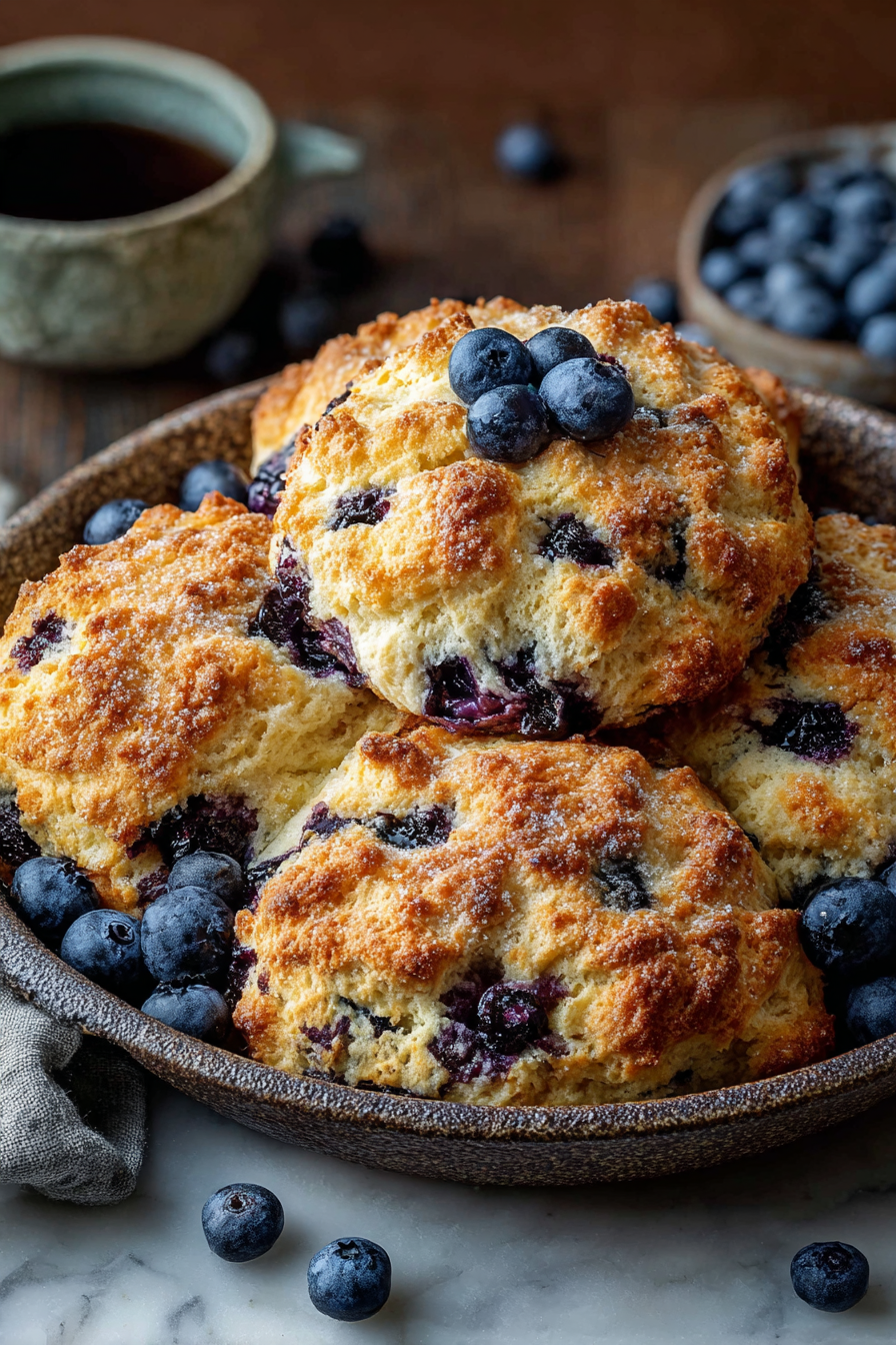 Delish Blueberry Cinnamon Cathead Biscuits