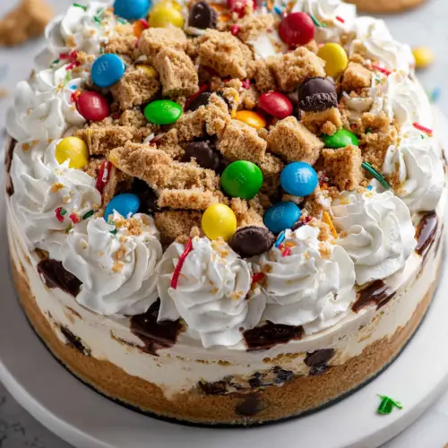 Delish Monster Cookie Cheesecake