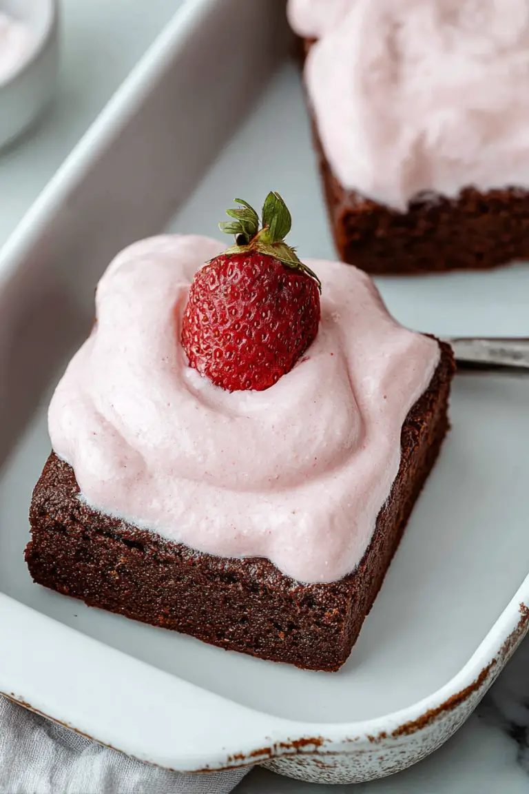 Delish Strawberry Mousse Brownies