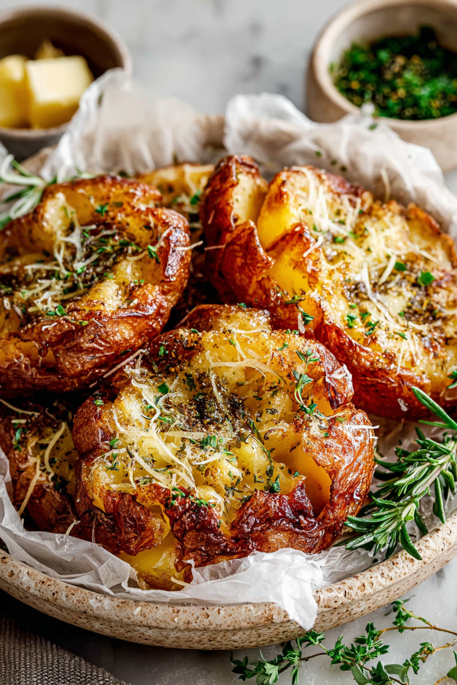 Easy Air Fryer Smashed Potatoes