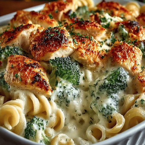 Easy Chicken Broccoli Alfredo Bake