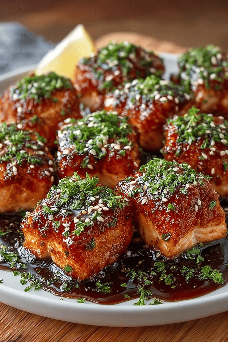 Easy Honey Garlic Salmon Bites