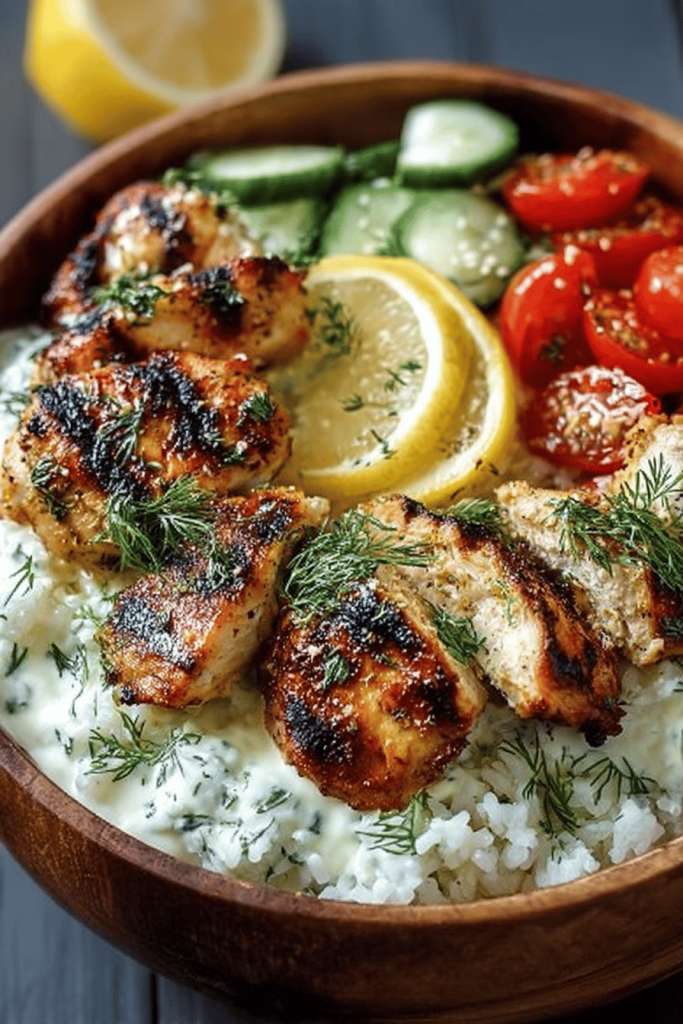 Easy Mediterranean Lemon Dill Chicken Bowls