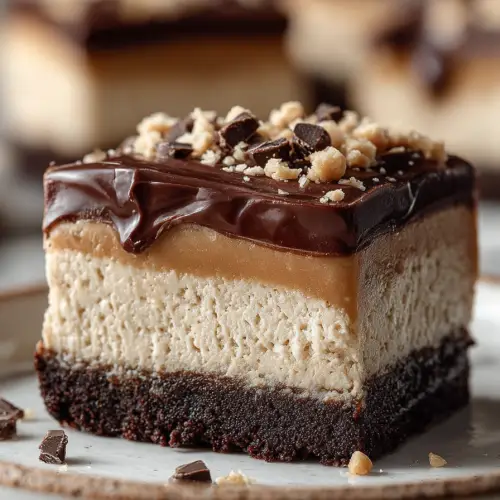 Easy No Bake Buckeye Cheesecake Bars