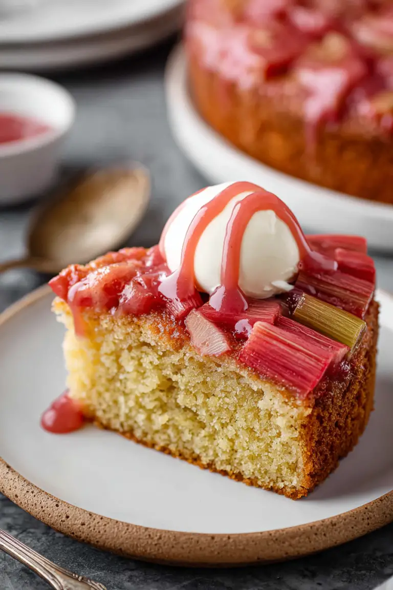 Easy Rhubarb Cake with Tangy Sauce