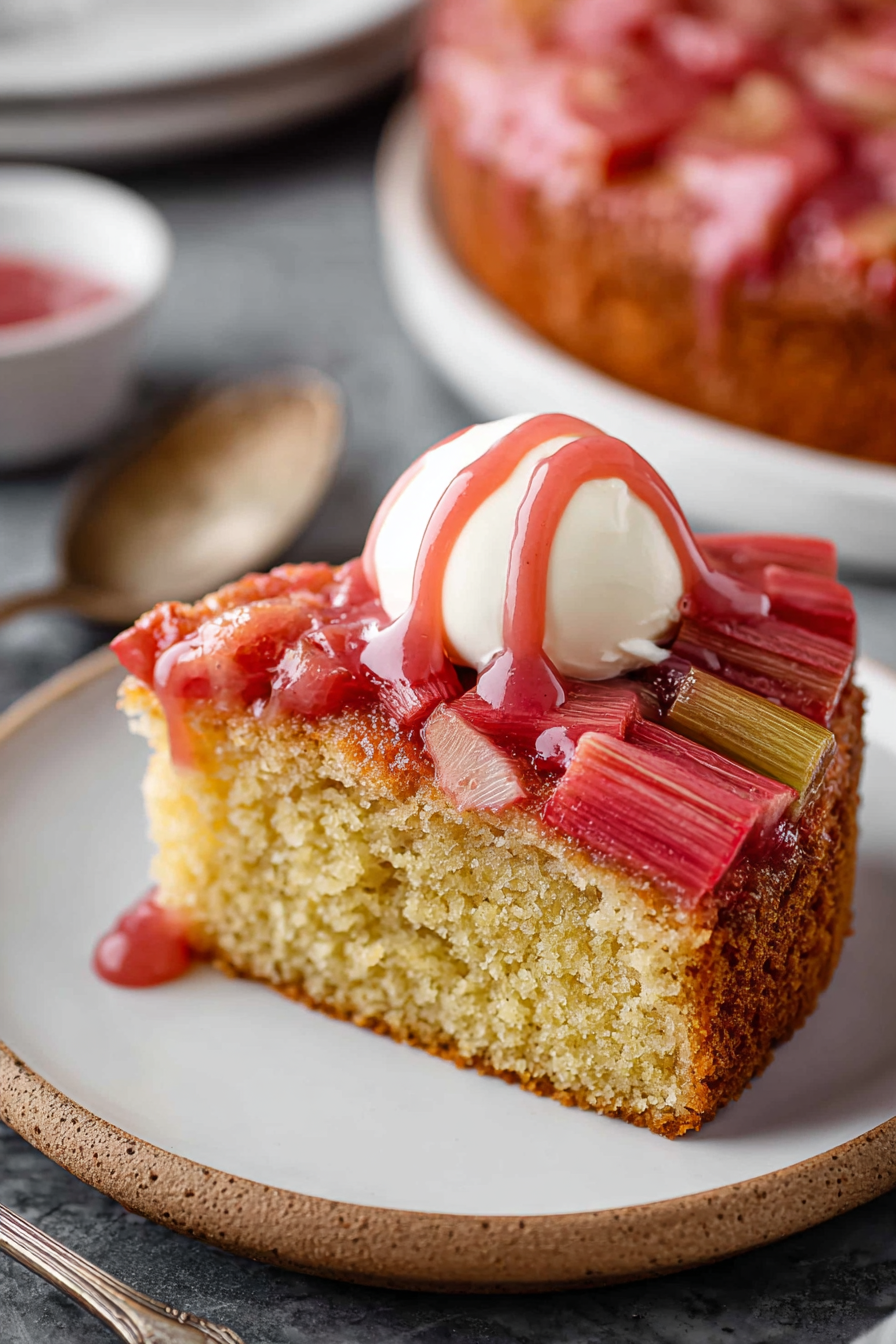 Easy Rhubarb Cake with Tangy Sauce