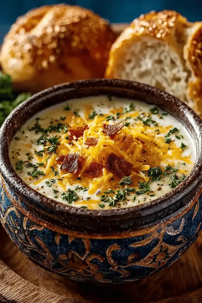Hearty Cheddar Garlic Potato Soup