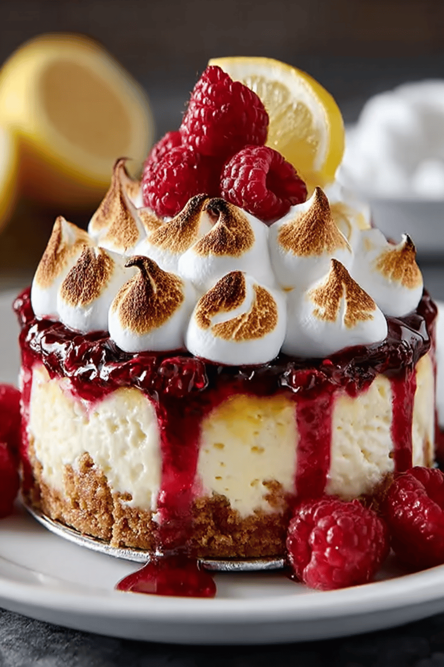 Lemon Raspberry Meringue Cheesecake Delight