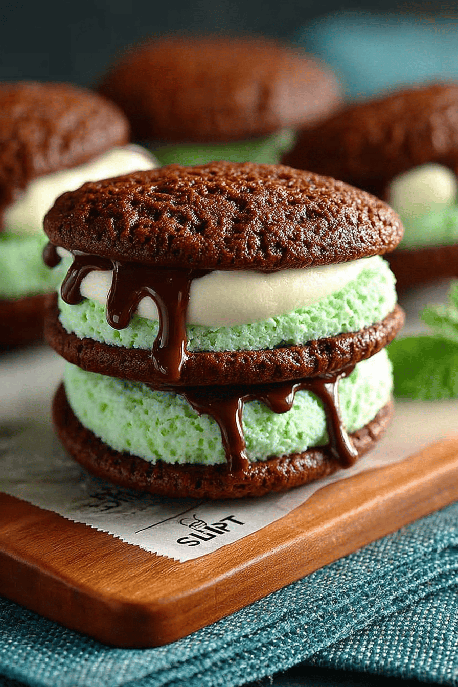 Mint Chocolate Chunk Whoopie Pies