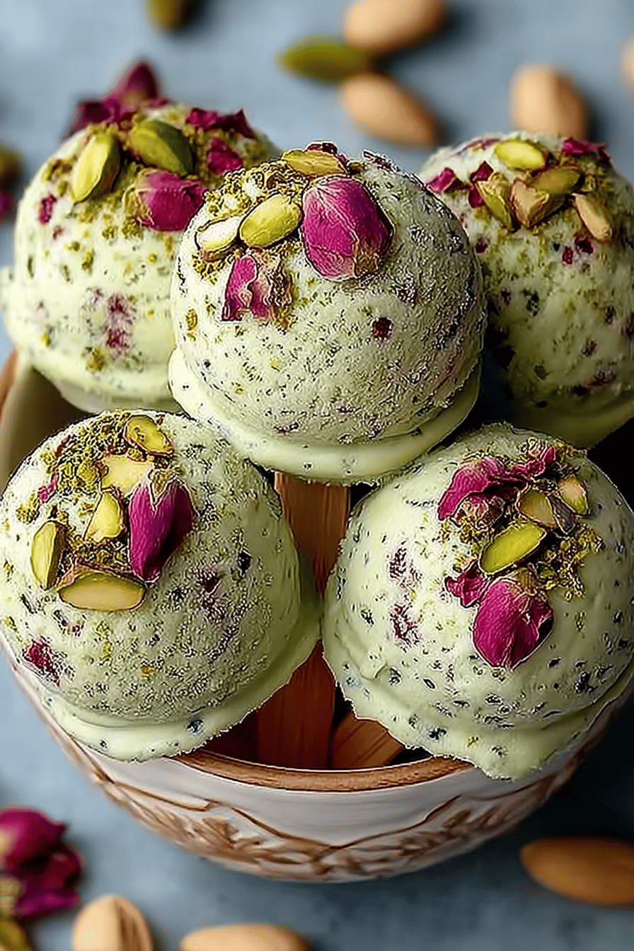 Pistachio Rose Cheesecake Ice Cream Treats