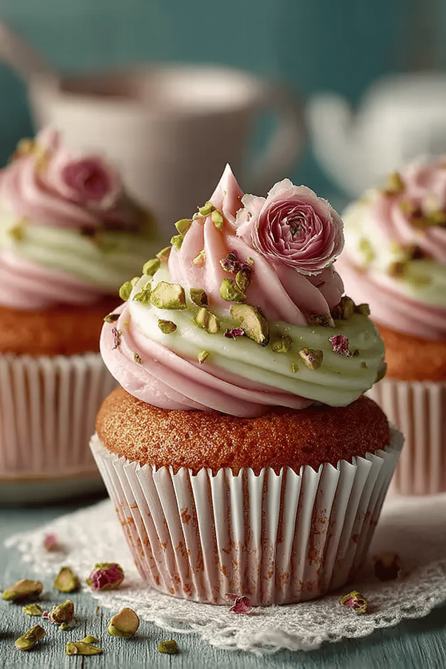 Rose Pistachio Cupcakes Delight