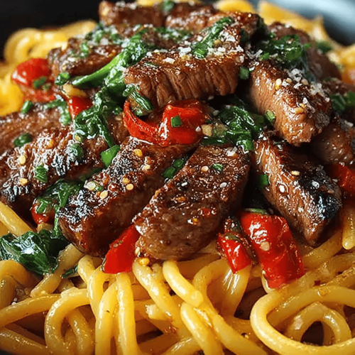 Sweet Garlic Steak Pasta Delight