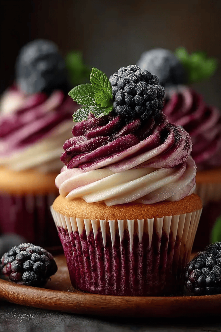Tasty Blackberry Swirl Cupcakes