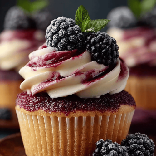 Tasty Blackberry Swirl Cupcakes