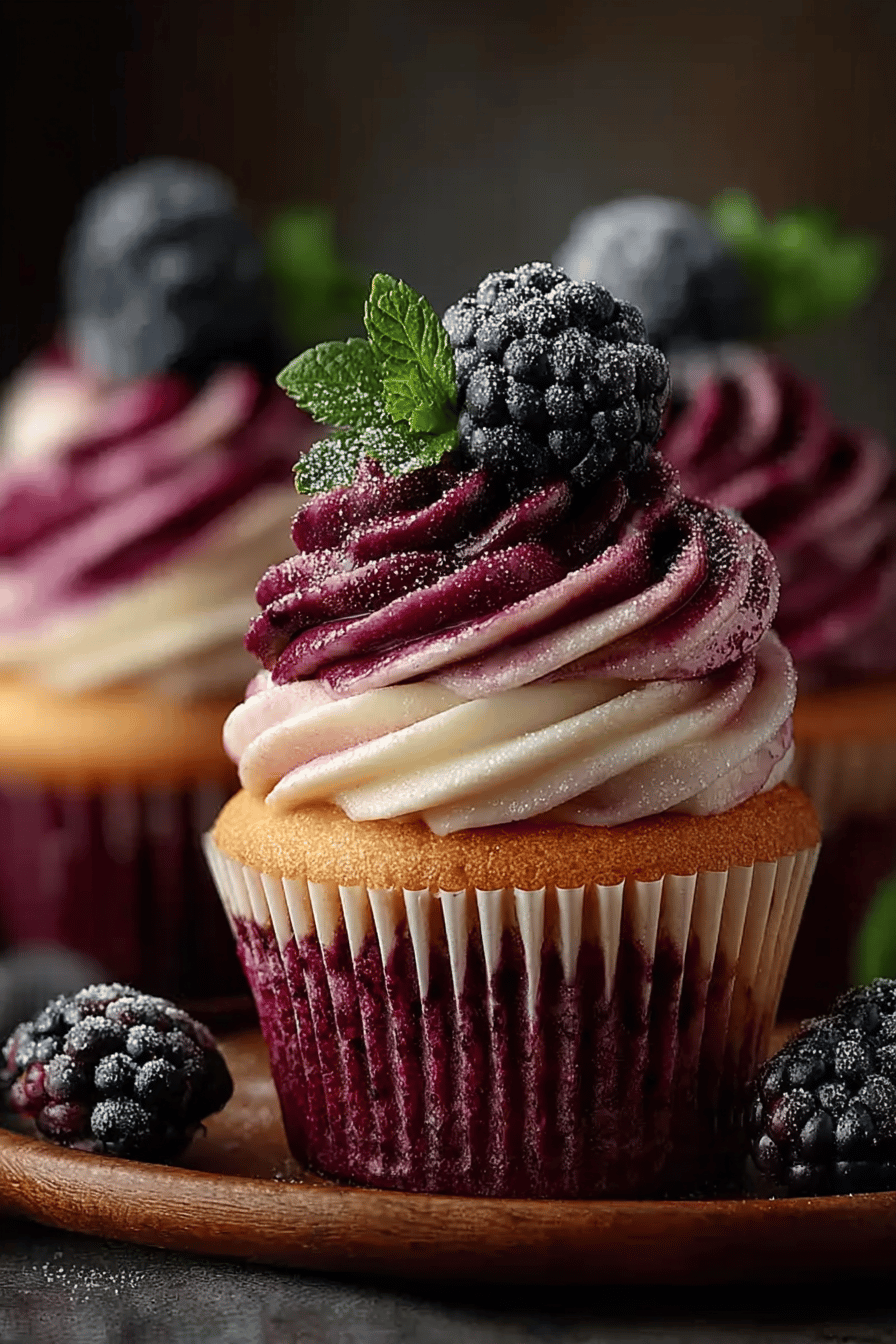 Tasty Blackberry Swirl Cupcakes