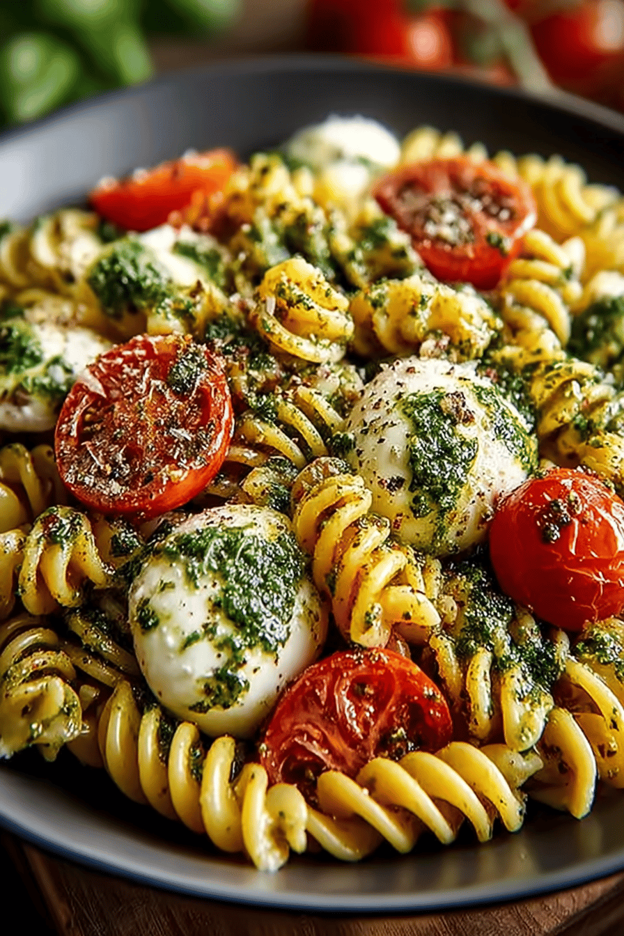 Tasty Pesto Caprese Pasta Salad
