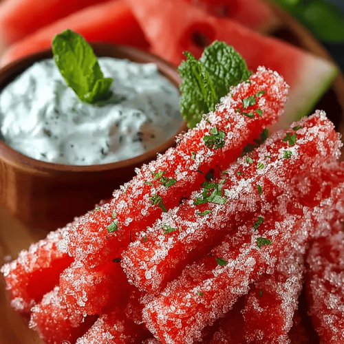 Watermelon Fries with Yogurt Dip Delight