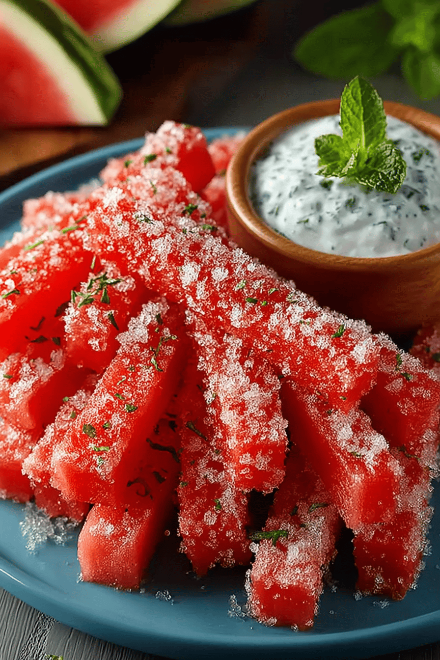 Watermelon Fries with Yogurt Dip Delight
