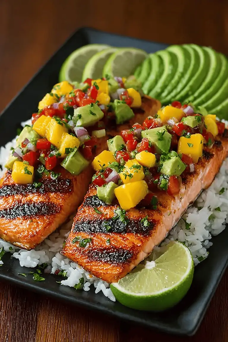 Zesty Grilled Salmon with Avocado Mango Salsa