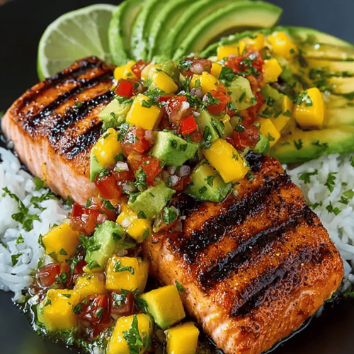 Zesty Grilled Salmon with Avocado Mango Salsa