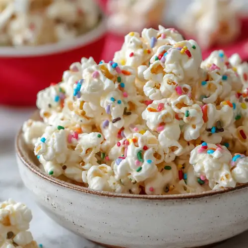 Delish Birthday Cake Popcorn Treats